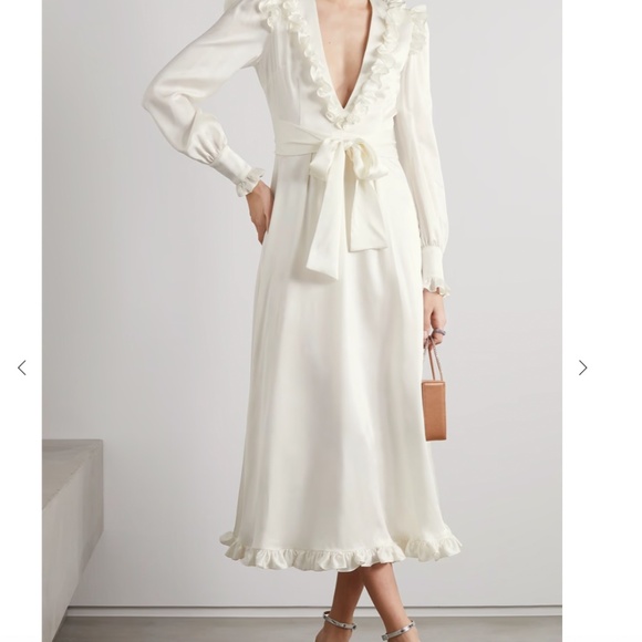Alessandra Rich Dresses & Skirts - NWT Alessandra Rich Ivory Midi Dress 100% Silk